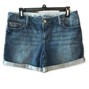 Tommy Hilfiger 10 Blue Denim Roll-up Cuff Cotton Shorts